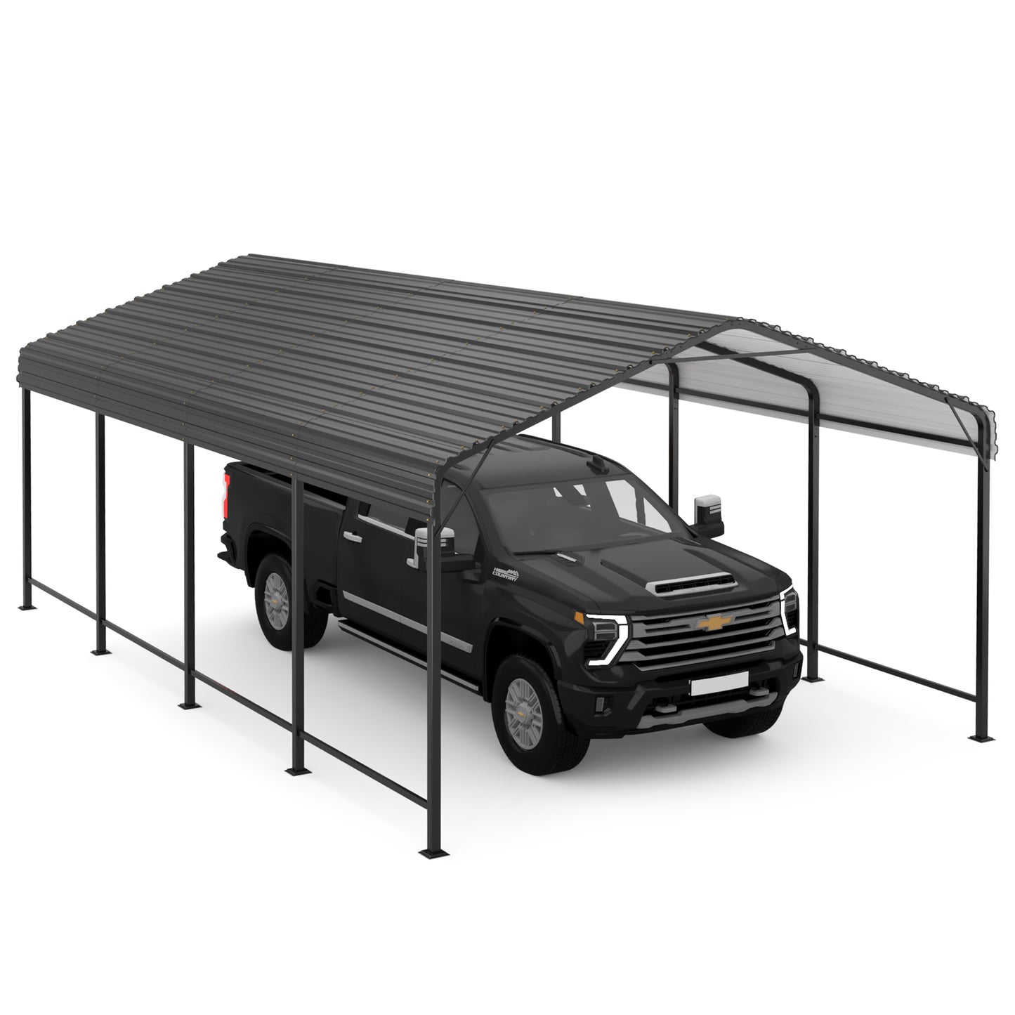 MUCHANT 12'x20' Outdoor Metal Carport, Heavy Duty Garage Galvanized Car Shelter with Enhanced Base for Pickup, Boat, Car and Tractors
