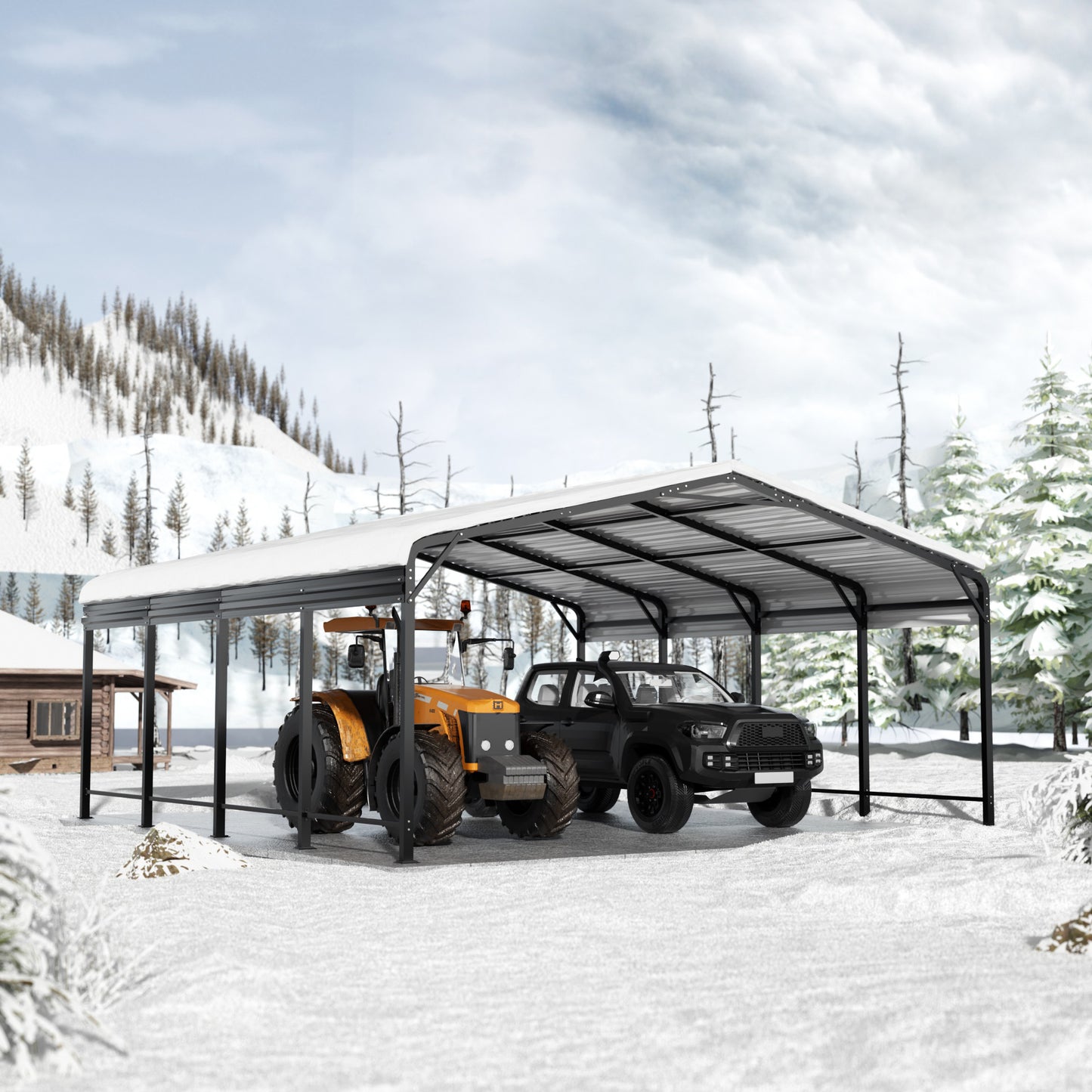 20'x20' Heavy-Duty Metal Carport with Enhanced Base & Galvanized Steel Roof for Car, Boats and Truck