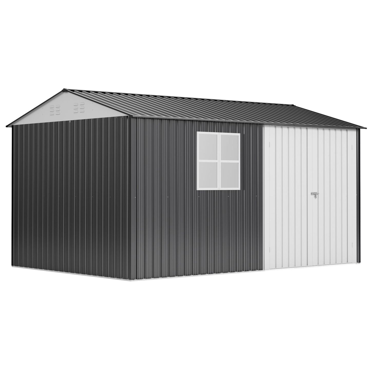 8'x12' Outdoor Storage Garden Shed with Window, Lockable Doors and Air Vent for Backyard Garden Patio Lawn, Black