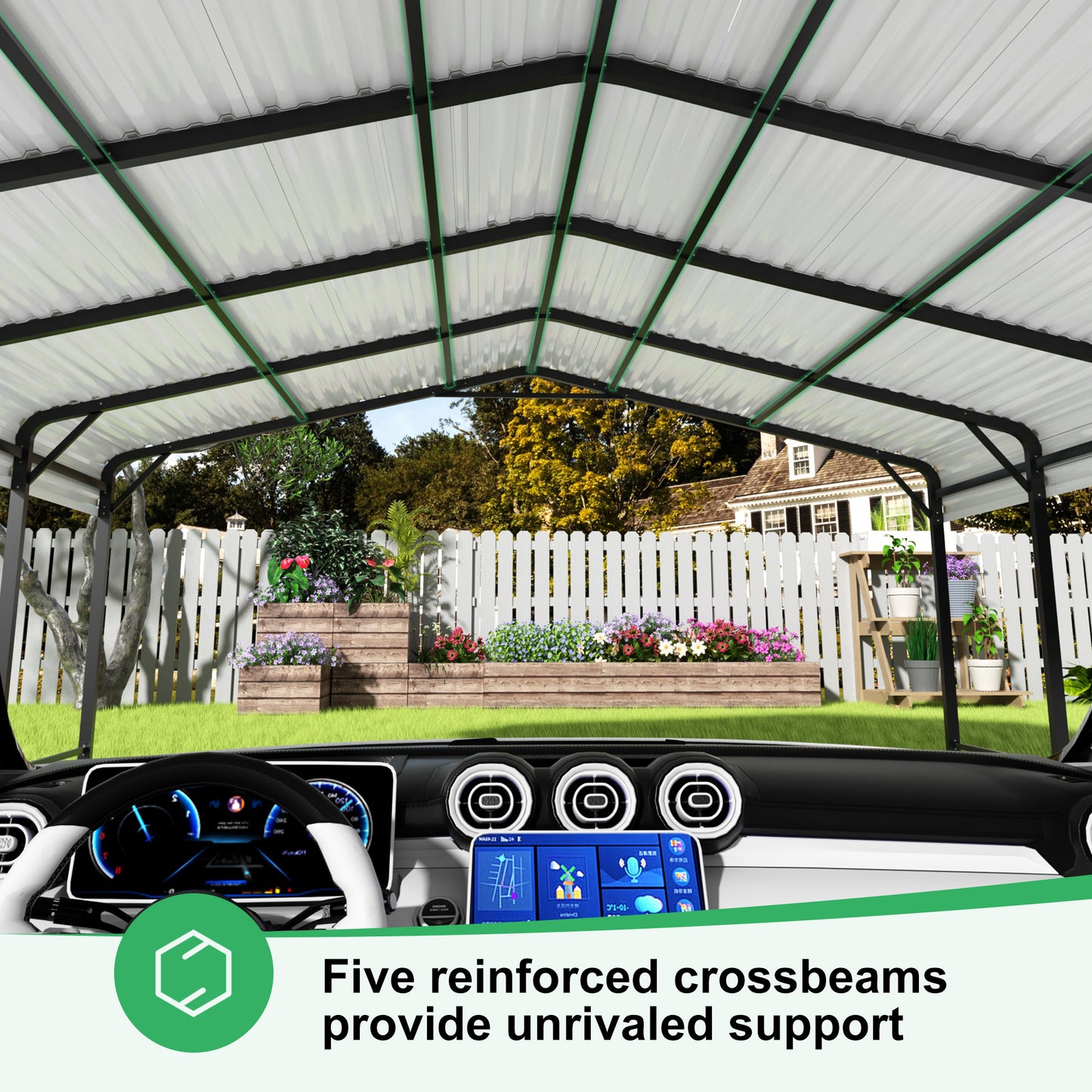 20'x20' Heavy-Duty Metal Carport with Enhanced Base & Galvanized Steel Roof for Car, Boats and Truck