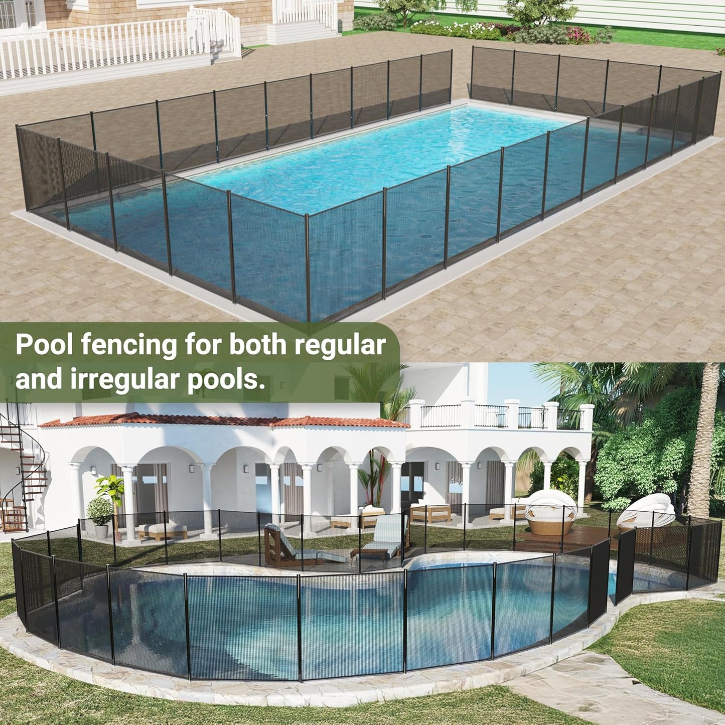 NETAJE 4x72 FT Ground Safety Fencing, Outdoor Swimming Pool Fences with Removable Mesh Fence for Backyard Garden, Black