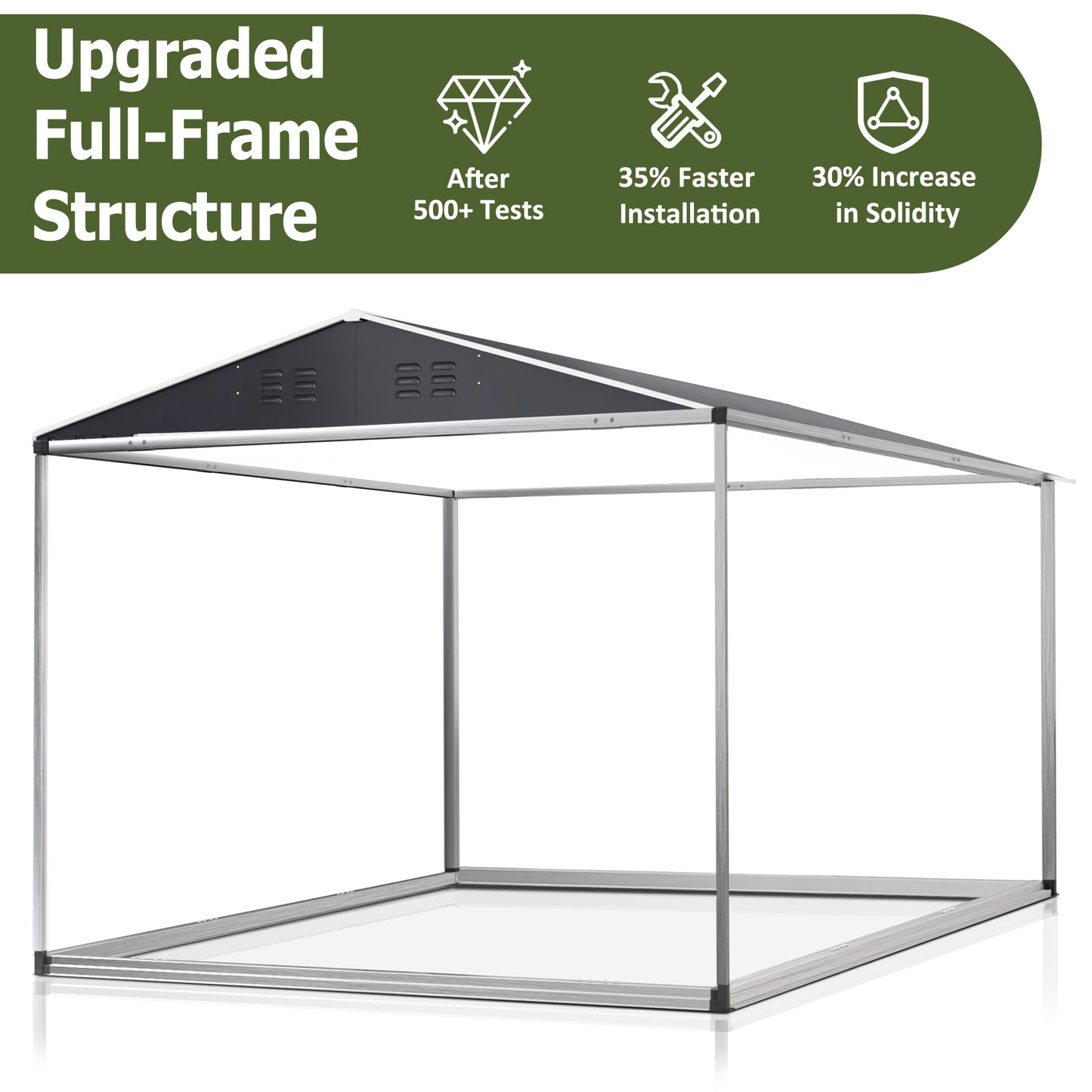 MUCHANT 10'x10' Outdoor Metal Storage Shed with Updated Frame Structure and Lockable Doors, Steel Garden Tool Sheds for Backyard, Patio, Lawn, Gray