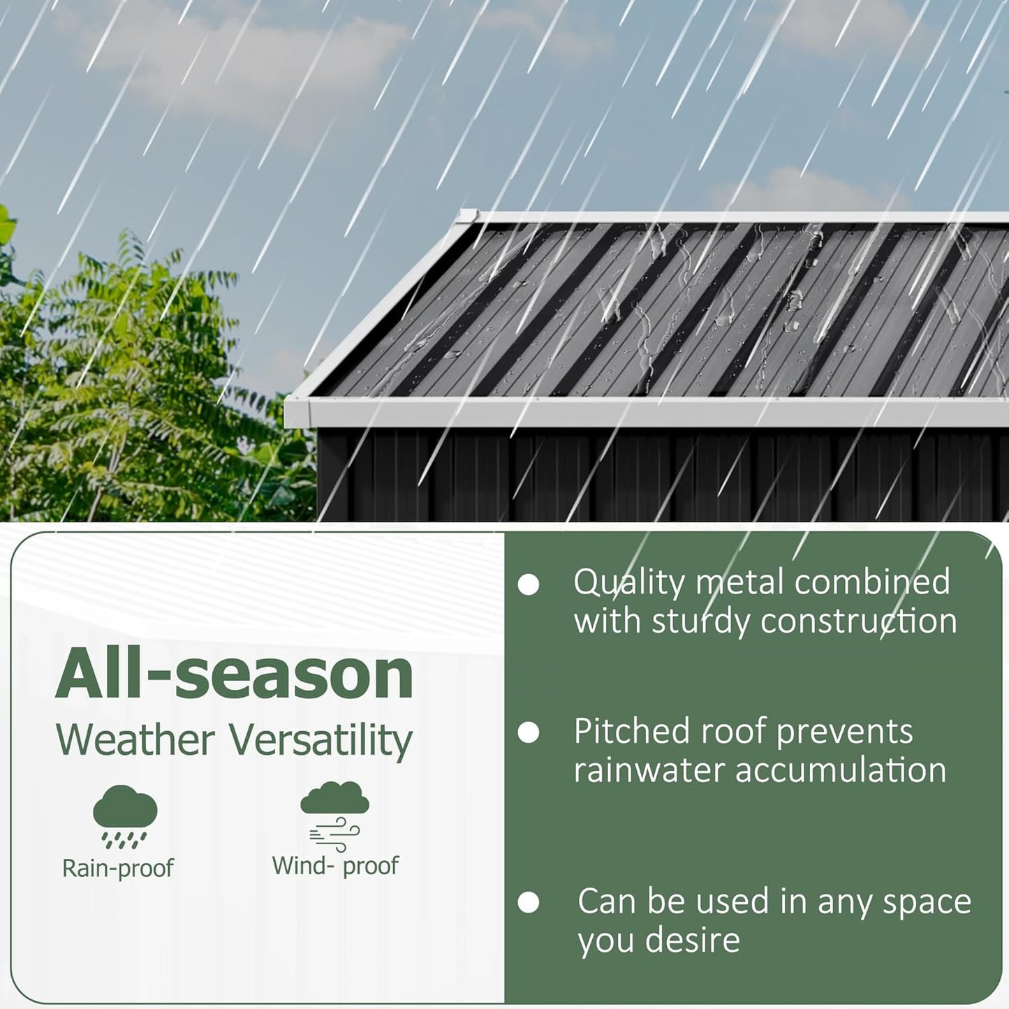 MUCHANT 10'x14' Outdoor Metal Storage Shed with Updated Frame Structure and Lockable Doors, Steel Garden Tool Sheds for Backyard, Patio, Lawn, Black