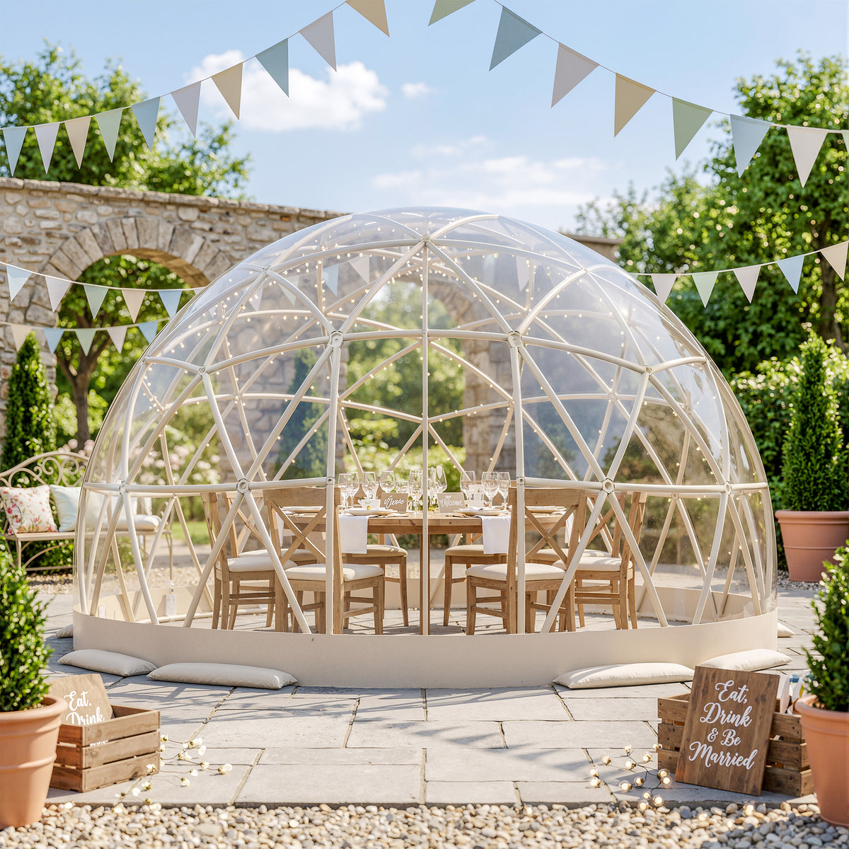 NETAJE 12ft Clear Garden Dome Tent, Geodesic Garden Igloo Bubble Tent for Backyard Parties, Transparent
