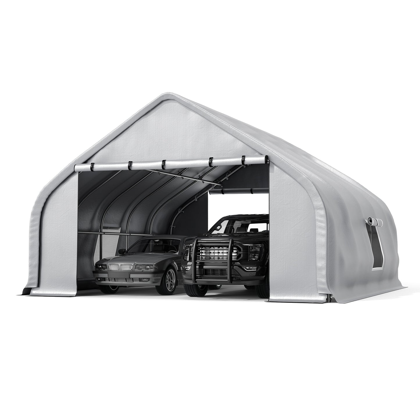 NETAJE 20x20ft Heavy Duty Carport Canopy, Galvanized Steel Frame Outdoor Storage Tent with Roll-Up Windows, Waterproof Garage Shelter for Cars, Boats, Equipment