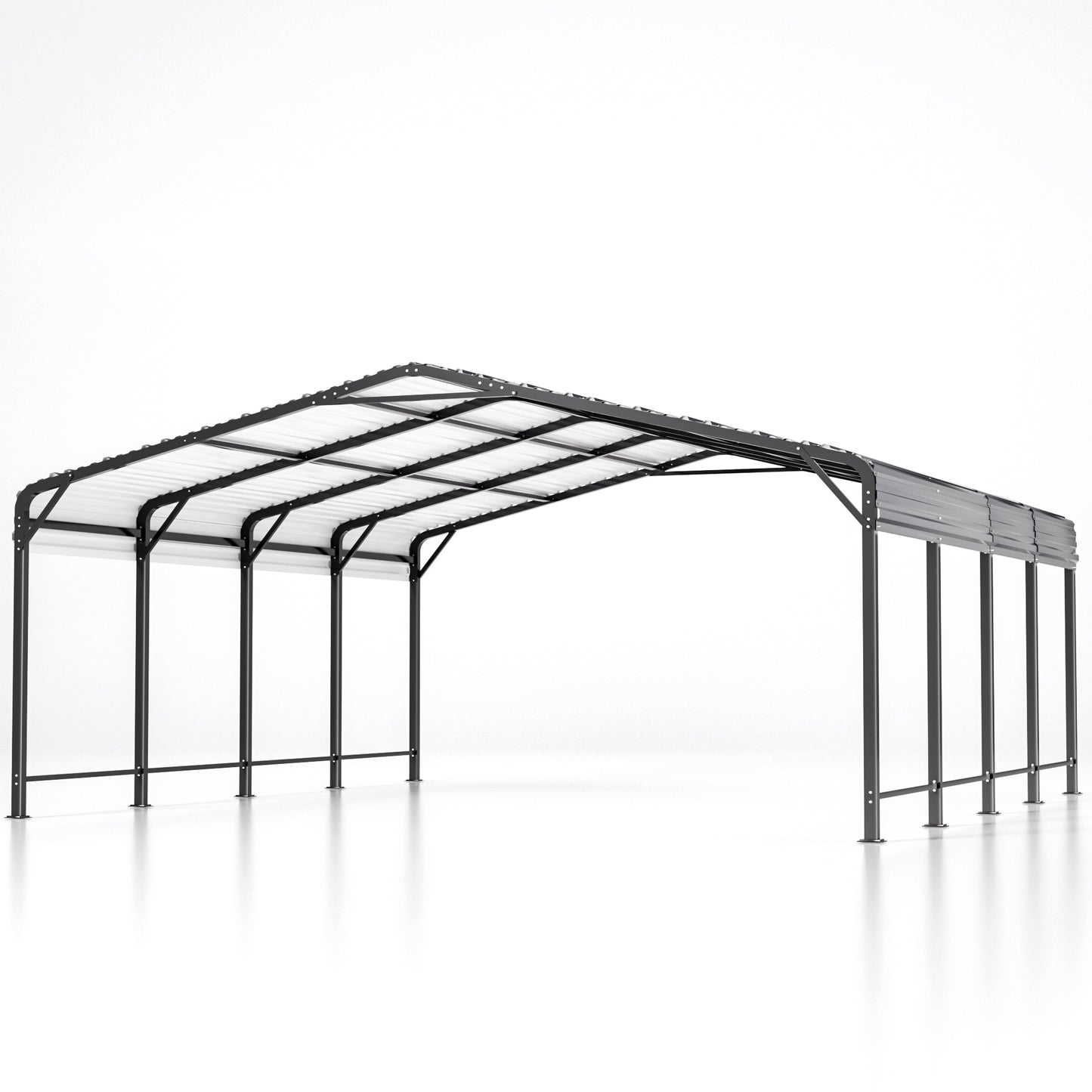 20'x20' Heavy-Duty Metal Carport with Enhanced Base & Galvanized Steel Roof for Car, Boats and Truck