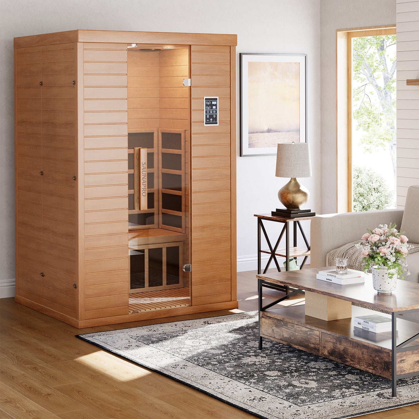NETAJE 2 Person Sauna, Spectrum Infrared Sauna for Home with BT and WiFi Control, Indoor Dry Sauna with 5 Heater Panels, Home and Gym