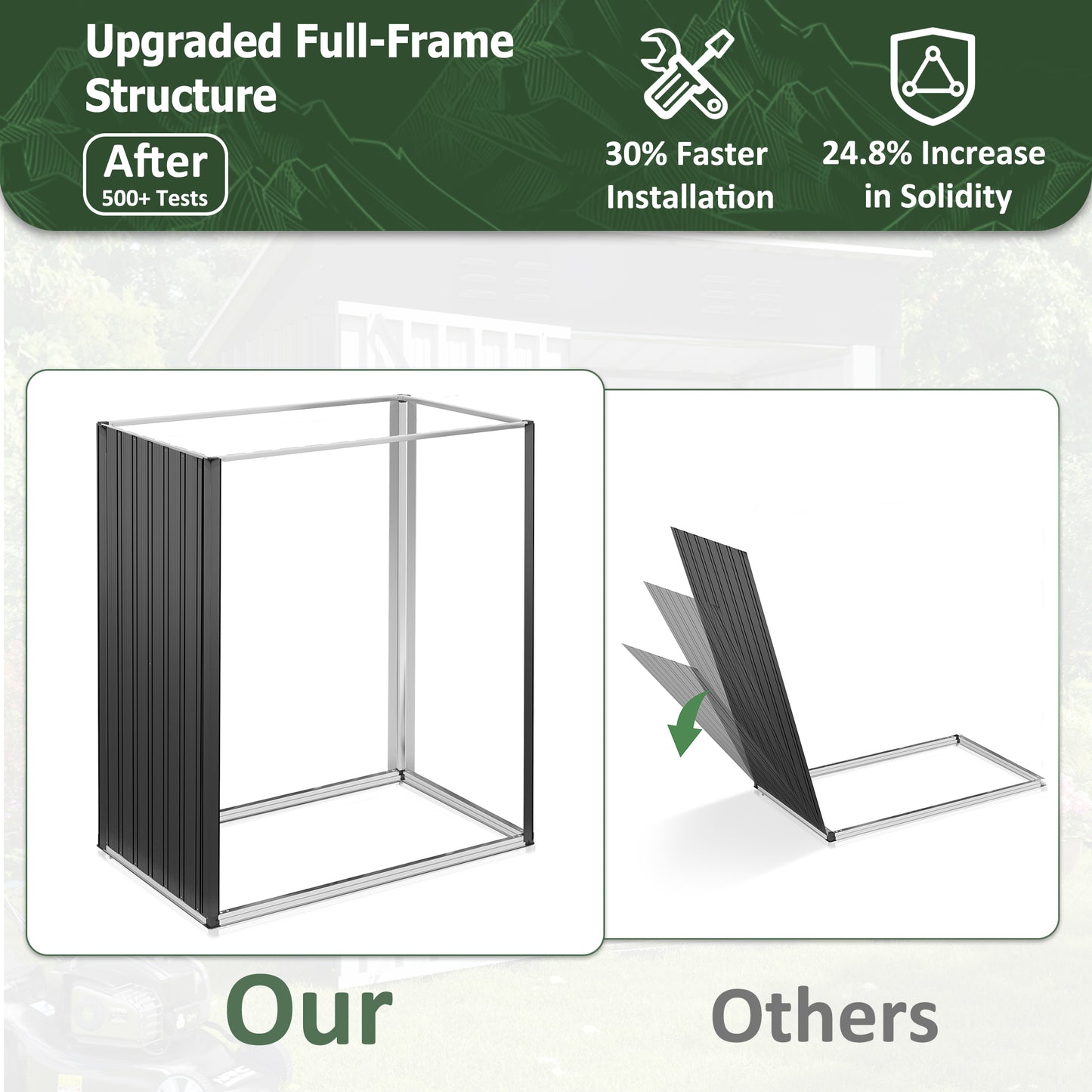 MUCHANT 5'x3' Outdoor Metal Storage Shed with Updated Frame Structure and Lockable Doors, Steel Garden Tool Sheds for Backyard, Patio, Lawn, Gray