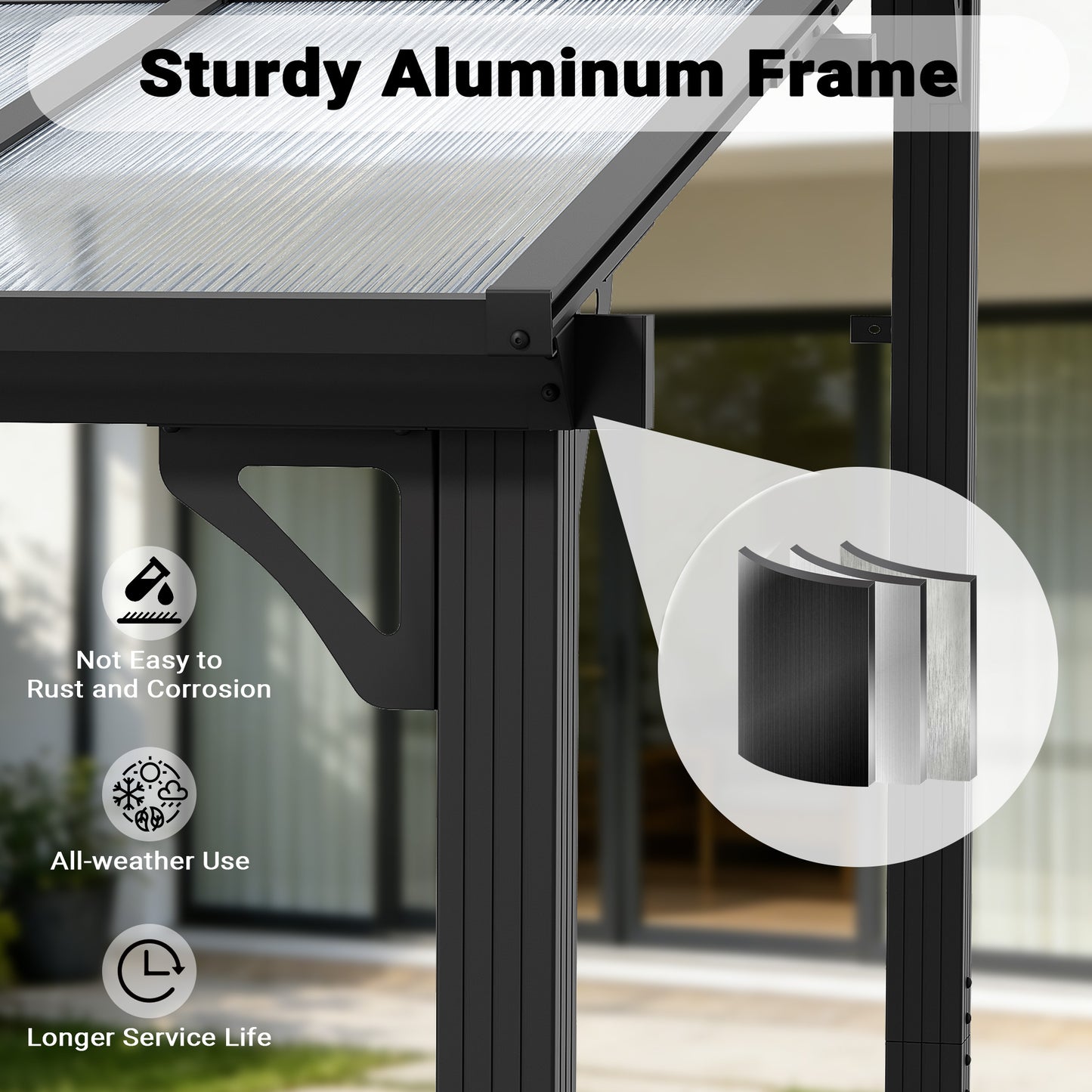 NETAJE 10'x10' Wall Mounted Gazebo Awnings, Permanent Hardtop Aluminum Pergola with Polycarbonate Roof, Outdoor Patio Canopy Shade Cover for Backyard, Decks, Garden