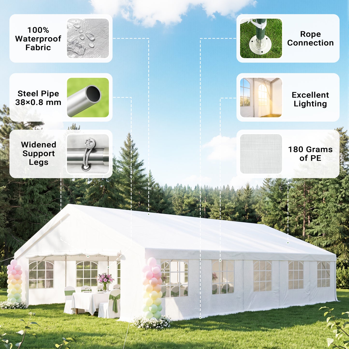 NETAJE Heavy Duty 20x30 ft Party Tent, Large Outdoor Canopy Event Shelter with Sidewalls