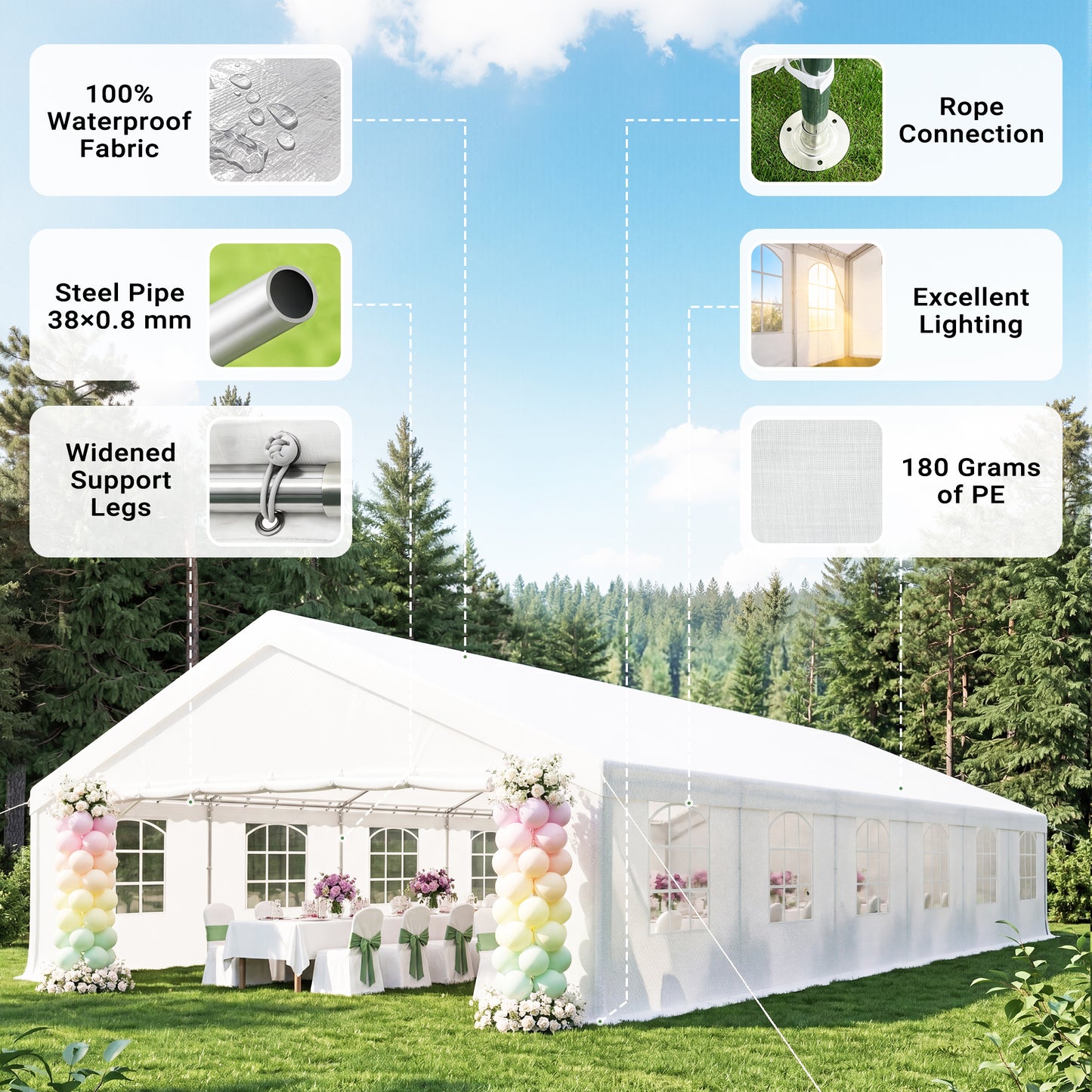NETAJE Heavy Duty 20x40 ft Party Tent, Large Outdoor Canopy Event Shelter with Sidewalls
