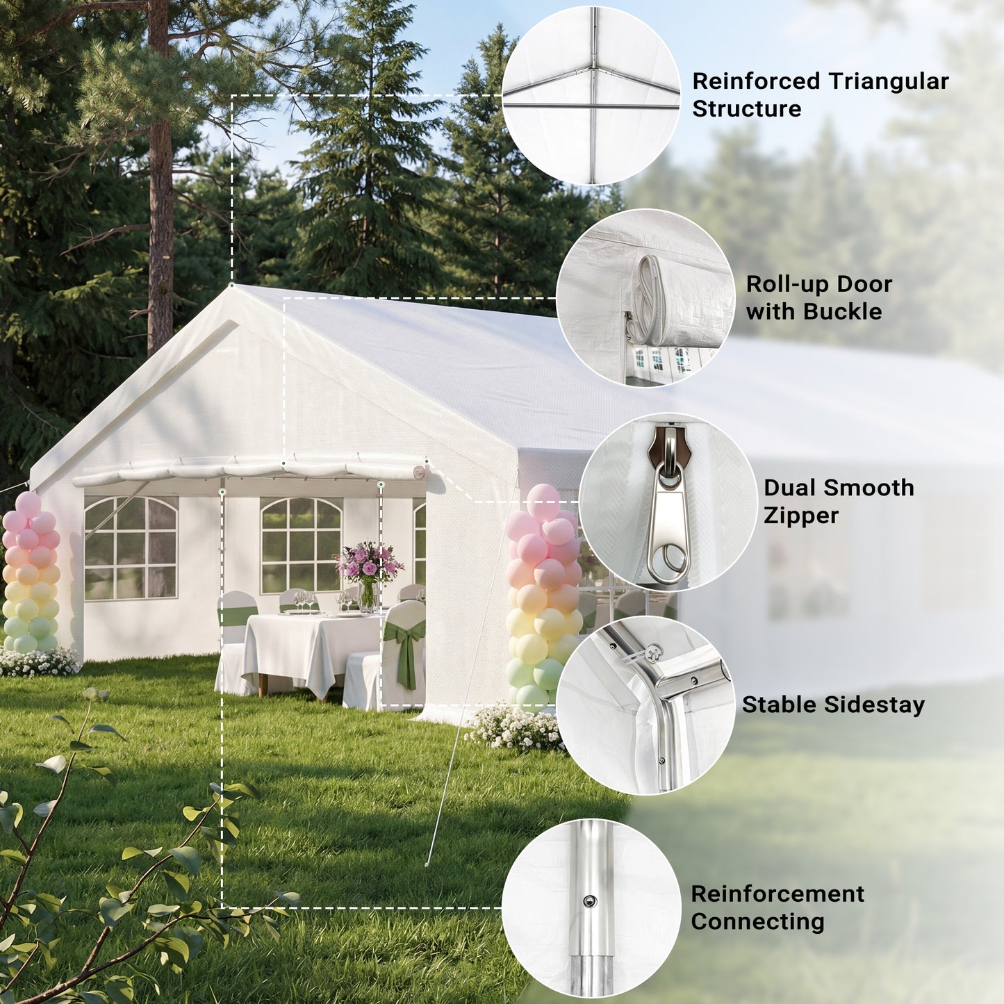 NETAJE Heavy Duty 20x20 ft Party Tent, Large Outdoor Canopy Event Shelter with Sidewalls