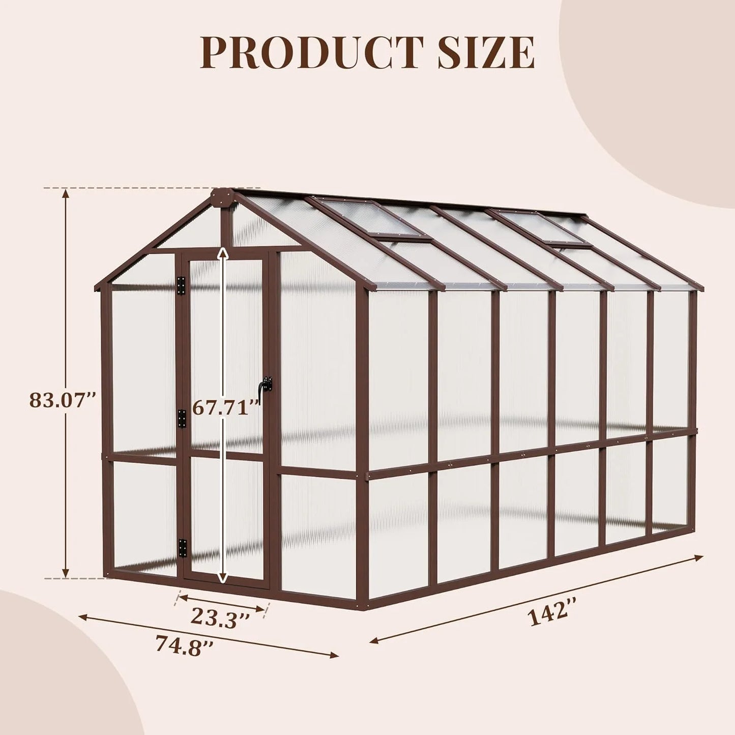 6'x12' Outdoor Wooden Greenhouse, Heavy Duty Walk-in Green House with Ventilated Window and Lockable Door for Backyard, Patio, Brown