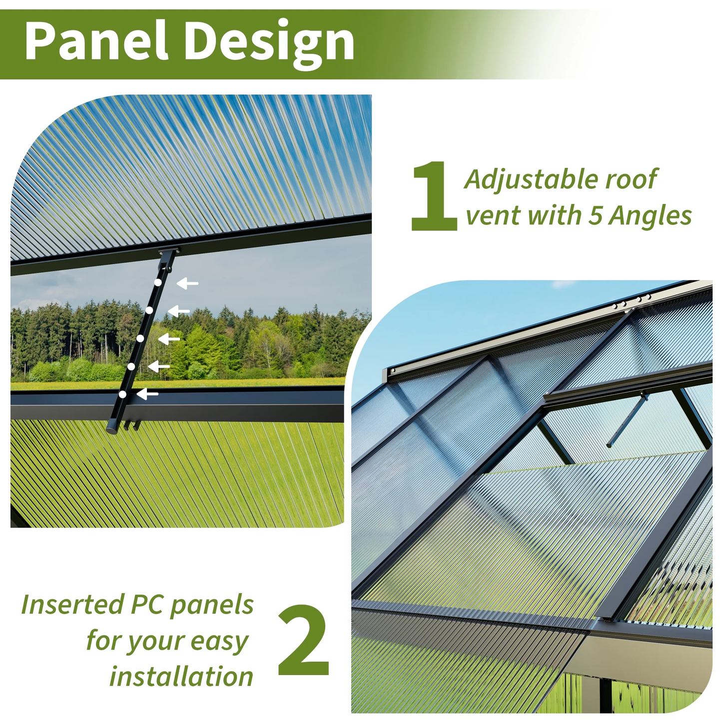 12' x 8' Polycarbonate Greenhouse, Large Aluminum Walk-in Green House with Window for Backyard