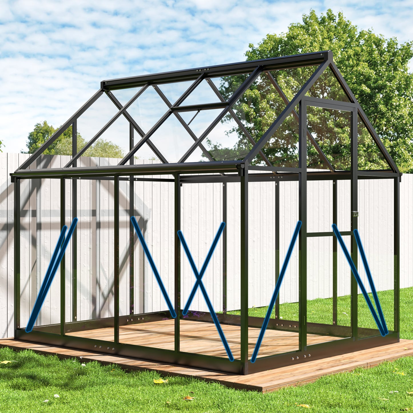 6x11 FT Quick Setup Polycarbonate Greenhouse with Window for Winter,Large Aluminum Walk-in Green House for Backyard/Outdoor Use