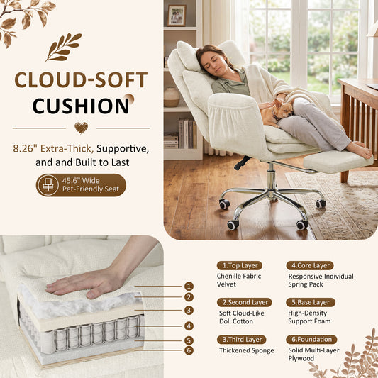 NETAJE Big and Tall Office Chair, Ergonomic Chair with 4-Level Adjustable Lumbar Support & Footrest for Home Office