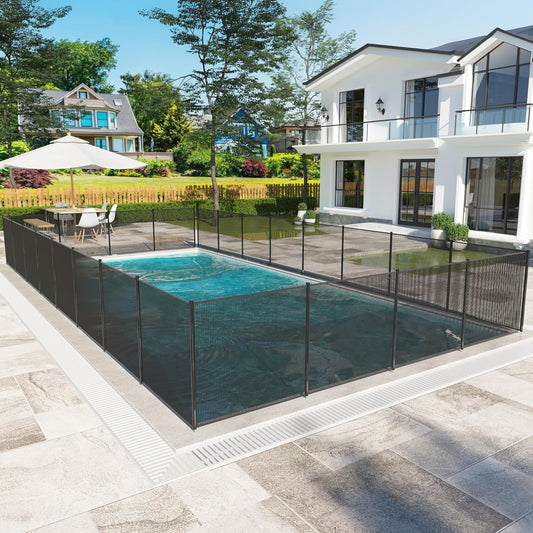 NETAJE 4x108 FT Ground Safety Fencing, Outdoor Swimming Pool Fences with Removable Mesh Fence for Backyard Garden, Black