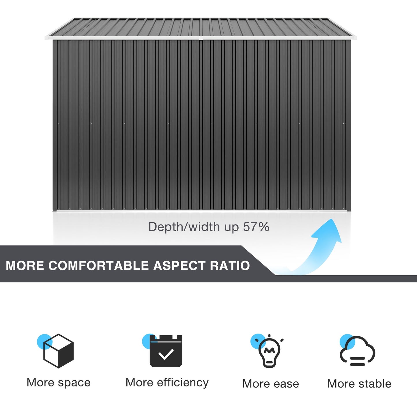 10'x10' Outdoor Storage Shed with Updated Frame Structure and Lockable Doors, Metal Tool Sheds for Backyard Garden Patio Lawn