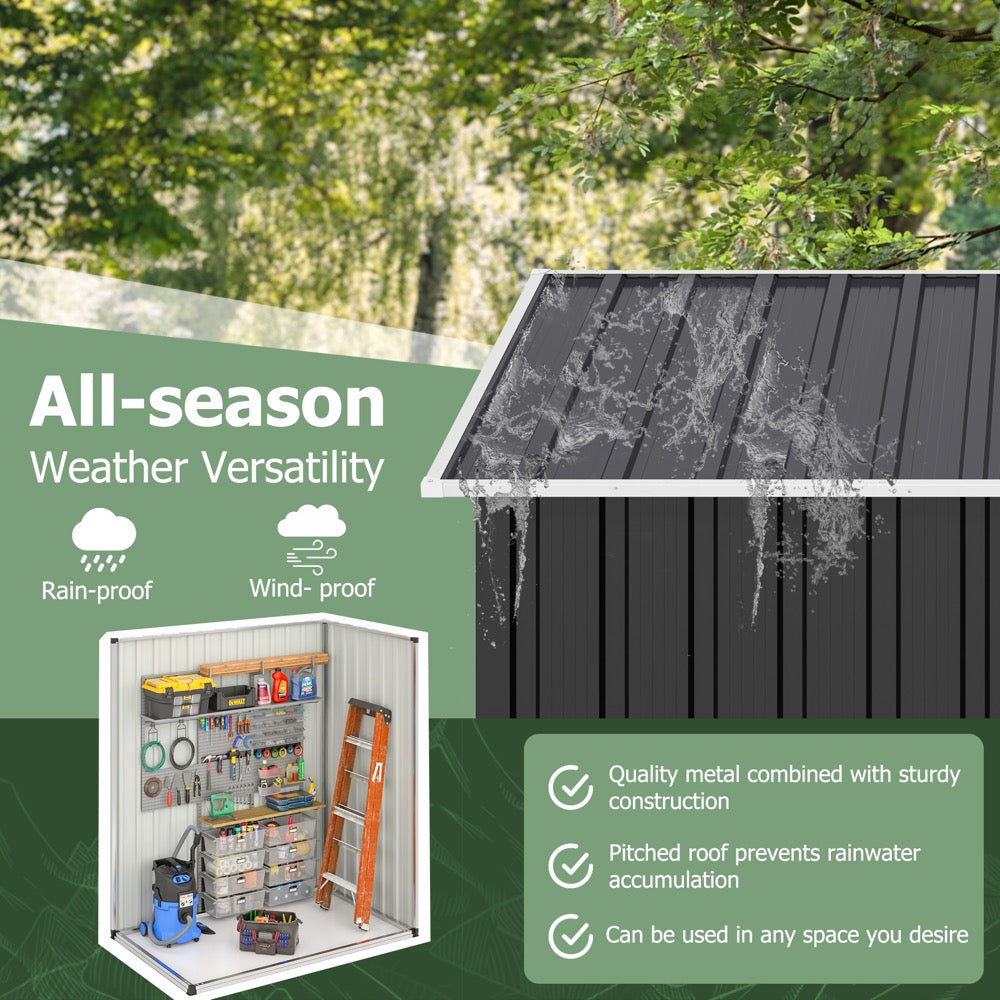 5'x3' Outdoor Storage Shed with Updated Frame Structure and Lockable Doors, Metal Tool Sheds for Backyard Garden Patio Lawn