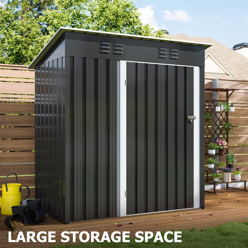 5'x3' Outdoor Storage Shed with Updated Frame Structure and Lockable Doors, Metal Tool Sheds for Backyard Garden Patio Lawn