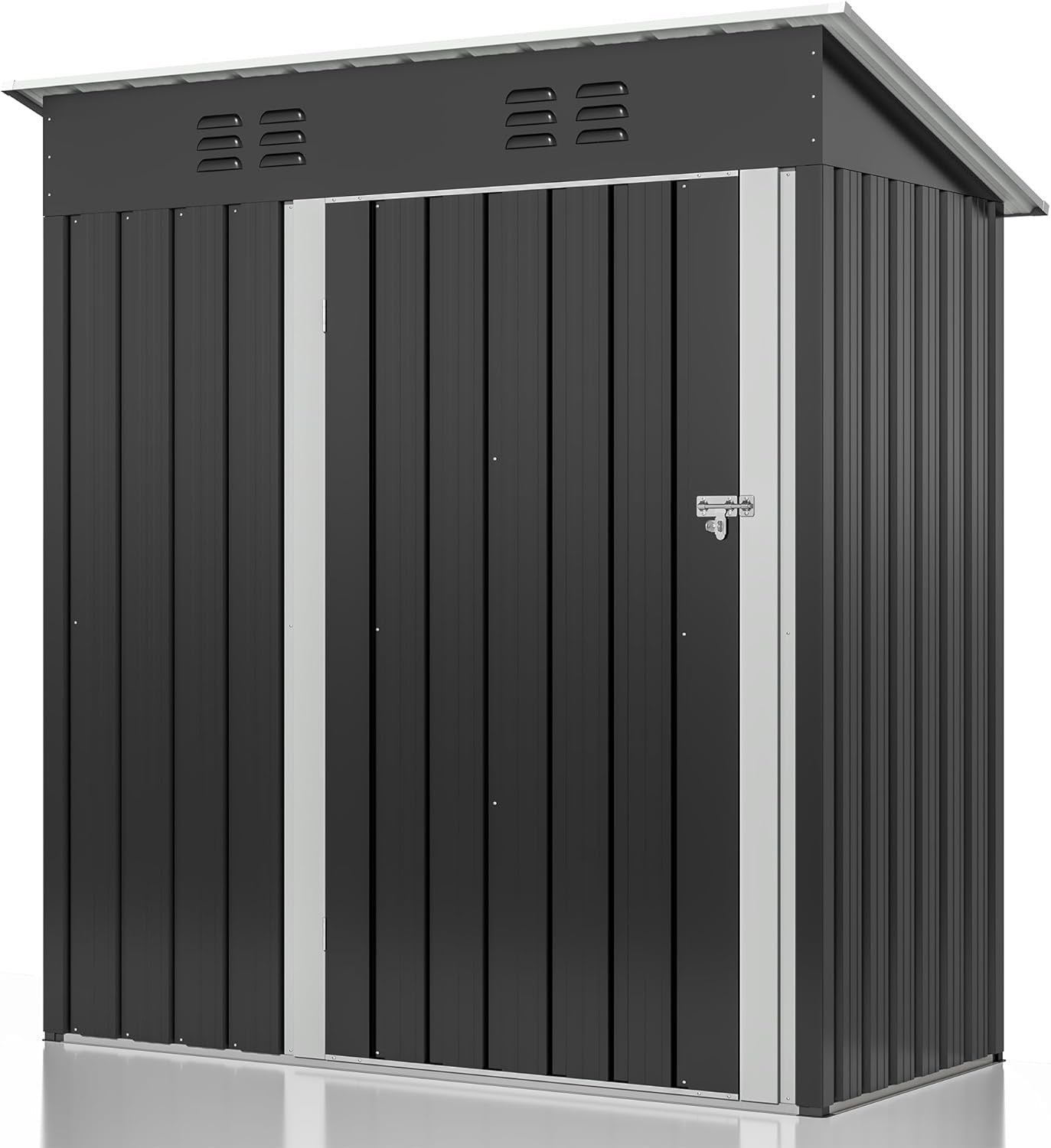 5'x3' Outdoor Storage Shed with Updated Frame Structure and Lockable Doors, Metal Tool Sheds for Backyard Garden Patio Lawn