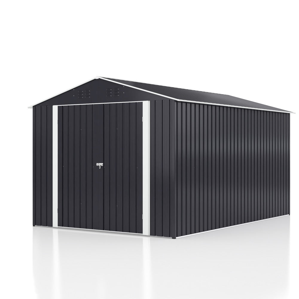 8' x 12' Outdoor Storage Shed, Metal Tool Shed with Updated Frame Structure and Lockable Doors for Backyard, Lawn, Patio