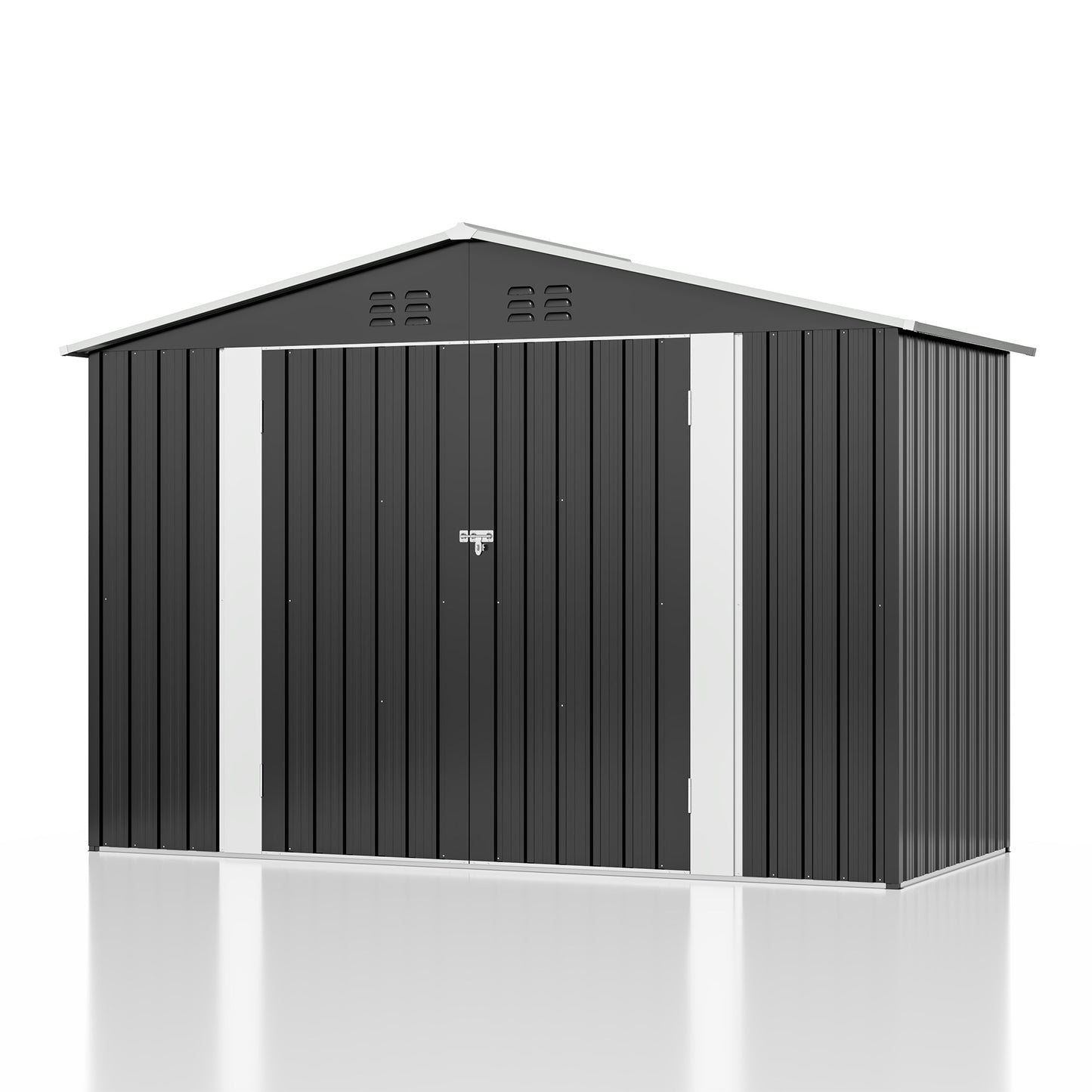 9x4 FT Metal Storage Shed, Large Outdoor Shed with Updated Frame Structure, Garden Tool Sheds for Backyard Patio Lawn, Grey