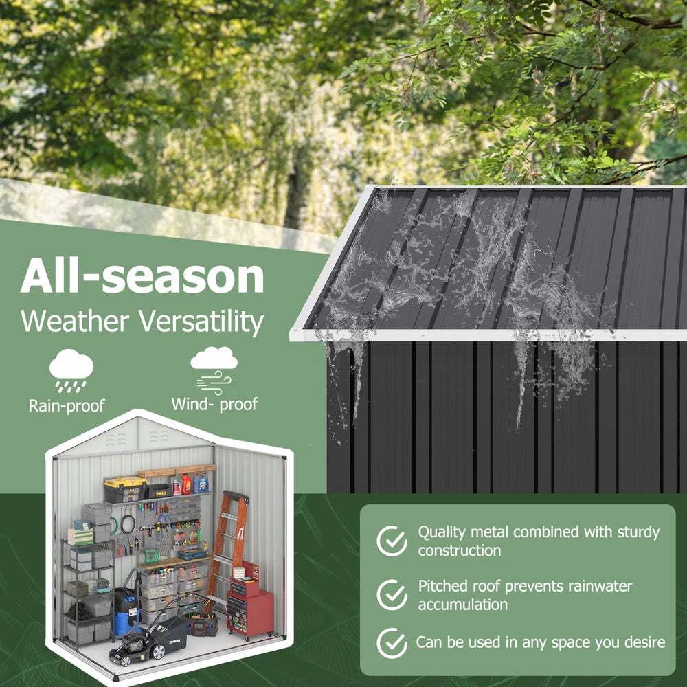 6'x4' Outdoor Storage Shed with Updated Frame Structure and Lockable Doors, Metal Tool Sheds for Backyard Garden Patio Lawn