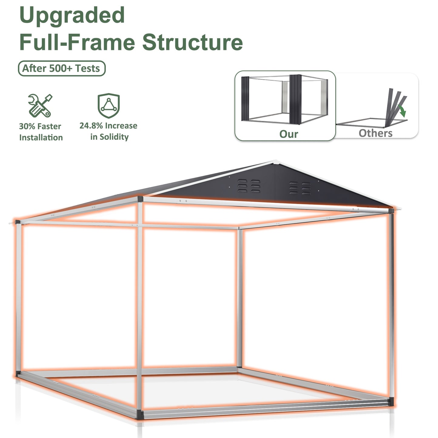 6'x8' Outdoor Storage Shed with Updated Frame Structure and Lockable Doors, Metal Tool Sheds for Backyard Garden Patio Lawn