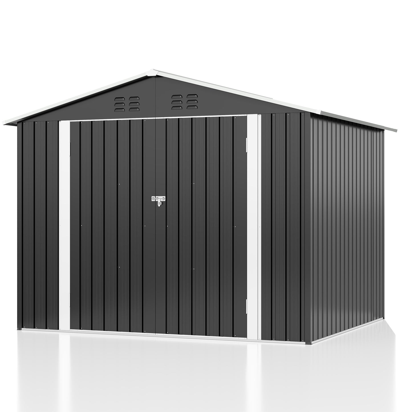 6'x8' Outdoor Storage Shed with Updated Frame Structure and Lockable Doors, Metal Tool Sheds for Backyard Garden Patio Lawn