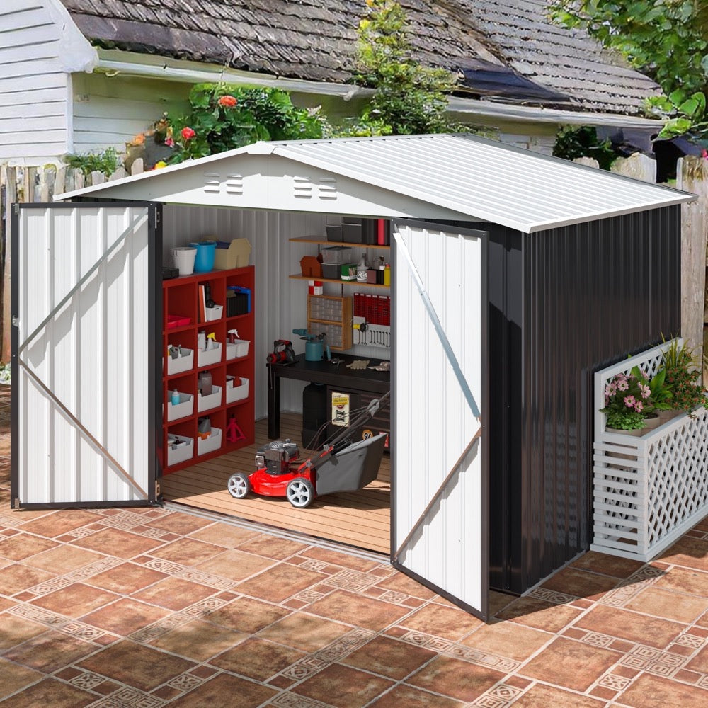 6x8 FT Outdoor Metal Storage Shed with Updated Frame Structure and Lockable Doors,Garden Shed for Backyard,Garden,Patio,Lawn