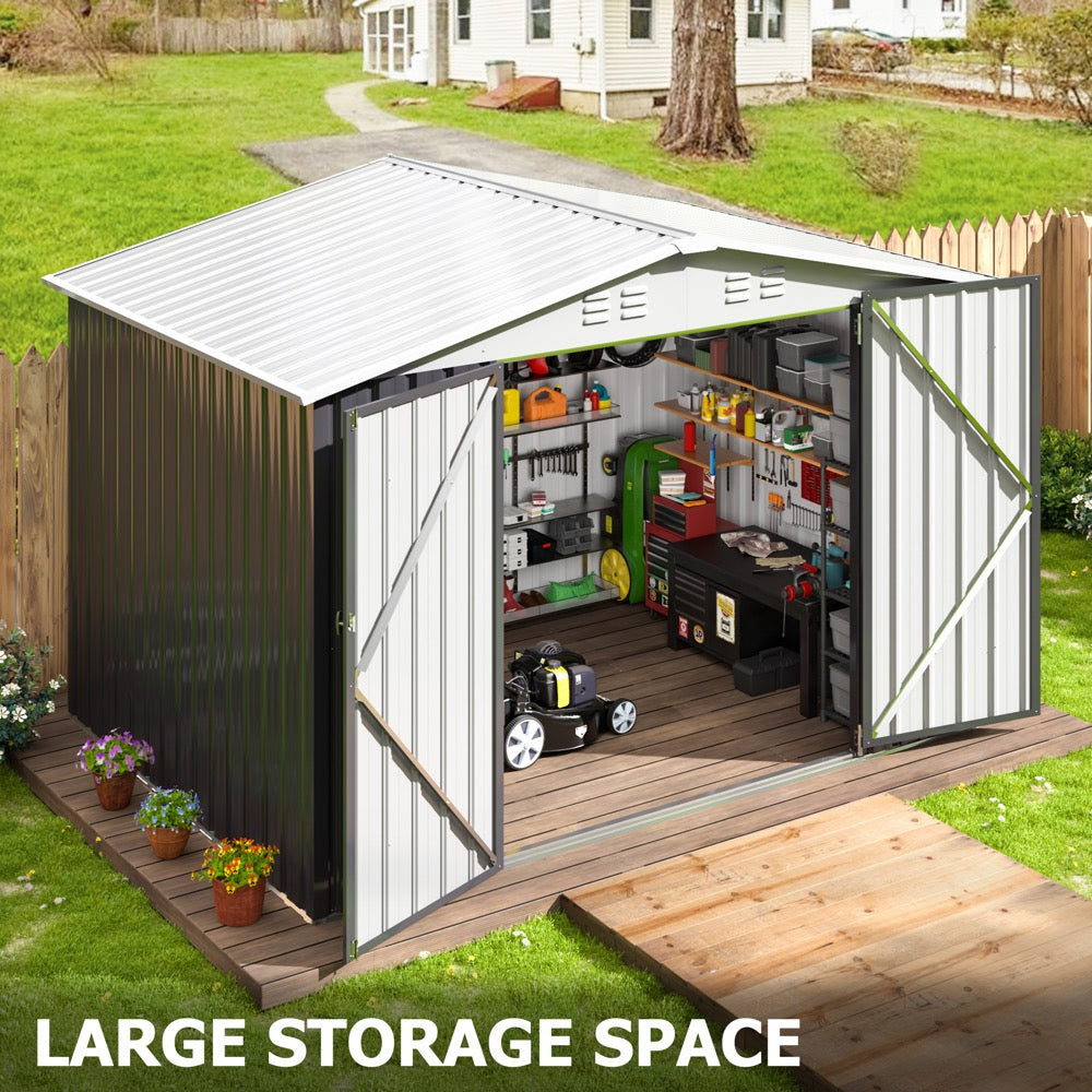 6x8 FT Outdoor Metal Storage Shed with Updated Frame Structure and Lockable Doors,Garden Shed for Backyard,Garden,Patio,Lawn