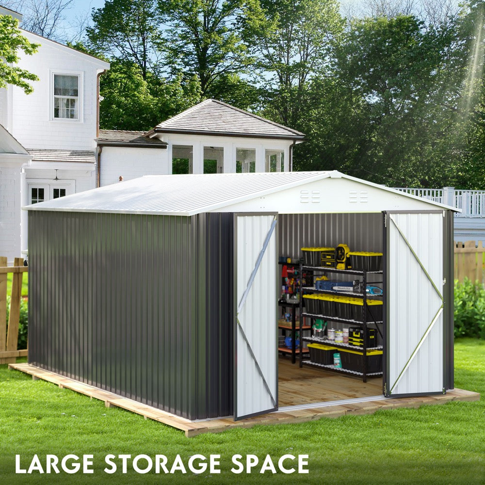 10x12 FT Outdoor Metal Storage Shed with Updated Frame Structure and Lockable Doors,Garden Shed for Backyard,Garden,Patio,Lawn