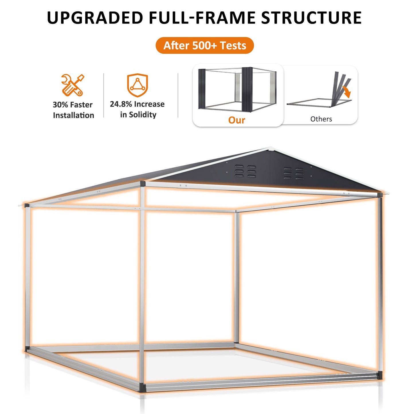 10x14ft Outdoor Metal Storage Shed with Updated Frame Structure and Lockable Doors,Garden Shed for Backyard, Garden, Patio, Lawn, Black