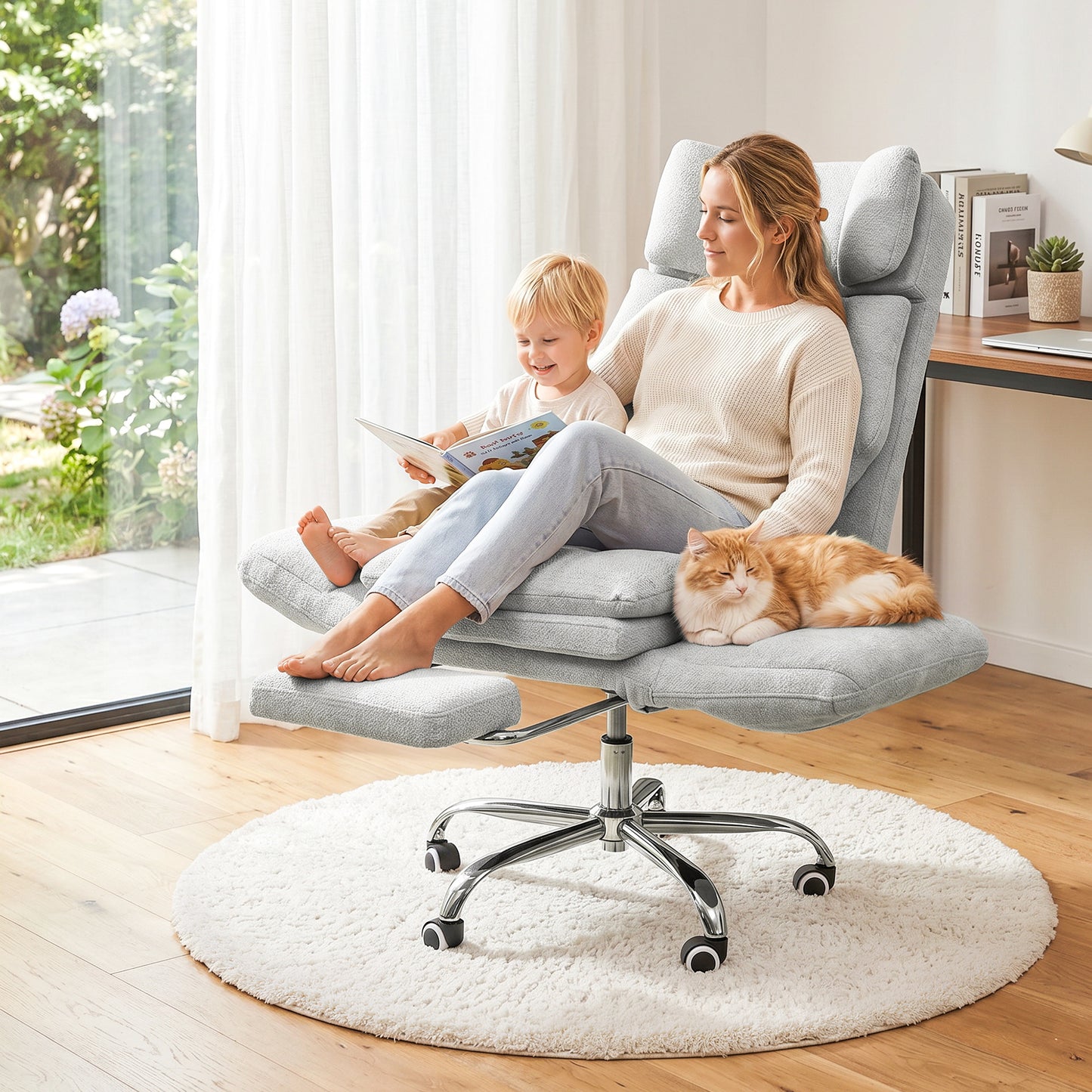NETAJE Big and Tall Office Chair, Ergonomic Chair with 4-Level Adjustable Lumbar Support & Footrest for Home Office