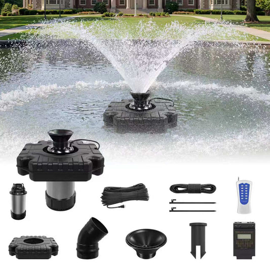 Floating Pond Fountain Aerator Pump for Outdoor Ponds and Pools with Optional LED Lights