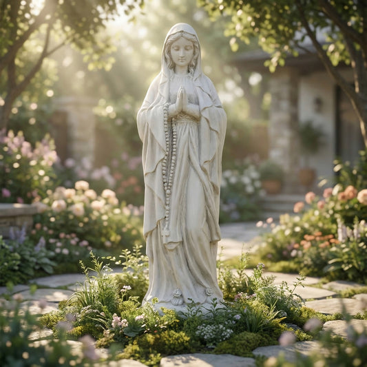 NETAJE 30 Inch Virgin Mary Statue, MgO Large Religious Garden Statue for Outdoor Yard