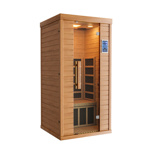 NETAJE 1 Person Sauna, Spectrum Infrared Sauna for Home with BT and WiFi Control, Indoor Dry Sauna with 5 Heater Panels, Home and Gym