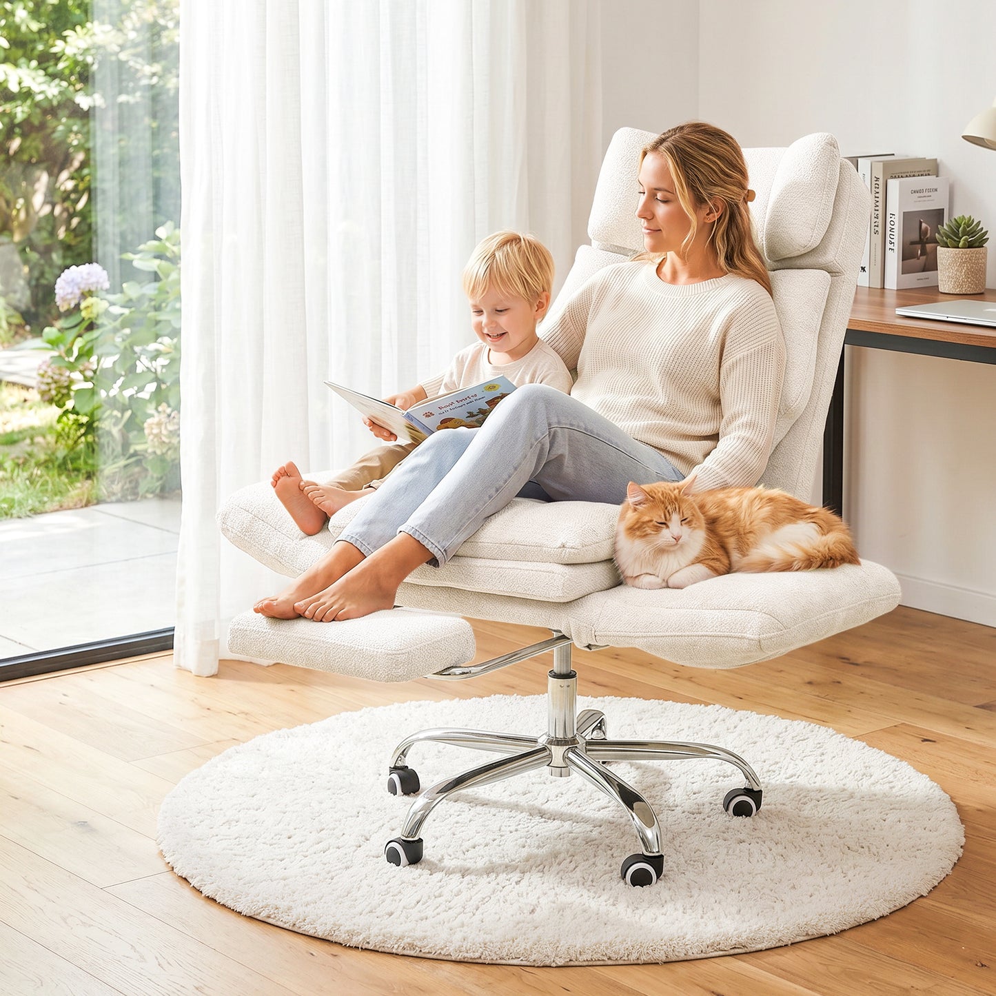 NETAJE Big and Tall Office Chair, Ergonomic Chair with 4-Level Adjustable Lumbar Support & Footrest for Home Office
