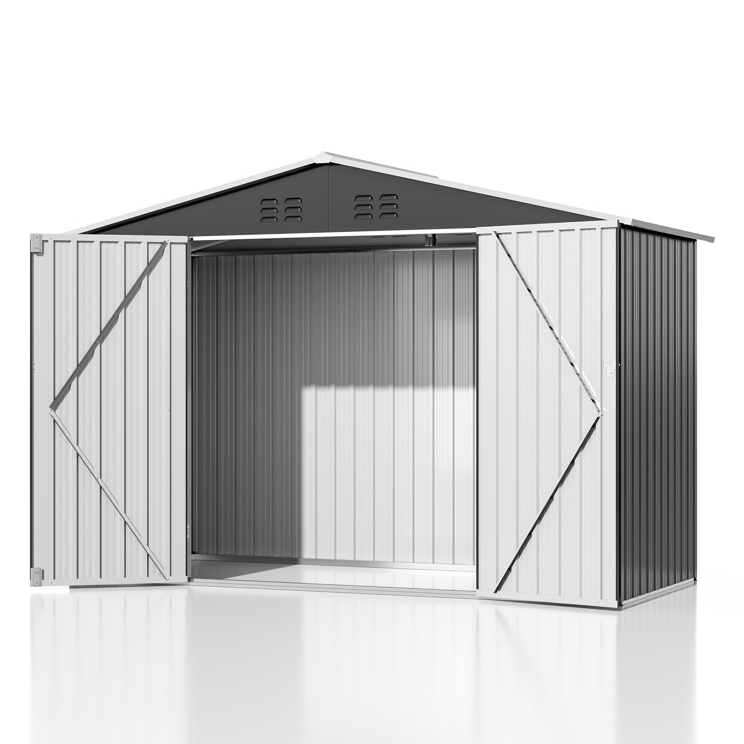 NETAJE 9'x4' Outdoor Metal Storage Shed with Upgraded Frame and Lockable Doors for Backyard, Garden, Lawn