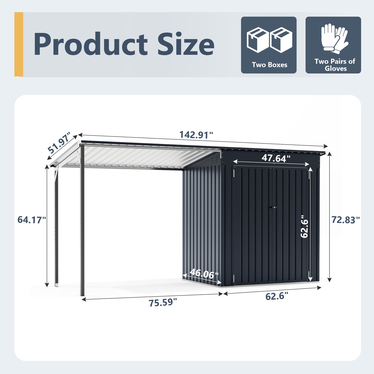 NETAJE 12x4 ft 2-in-1 Outdoor Storage Shed and Hardtop Pergola Combo, Metal Lean to Shed with Lockable Door for Patio, Backyard, Deck