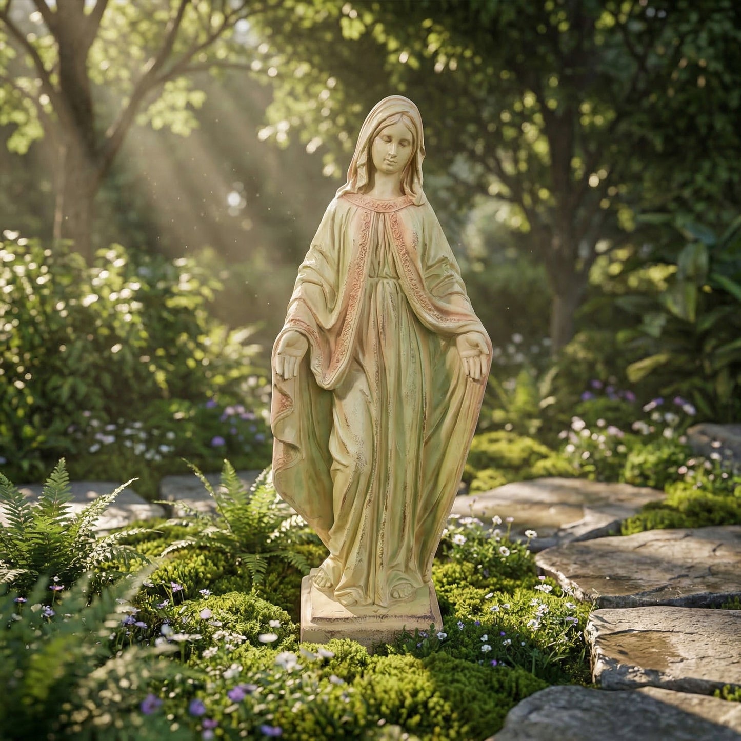 NETAJE 32 Inch Virgin Mary Statue, MgO Large Religious Garden Statue for Outdoor Yard