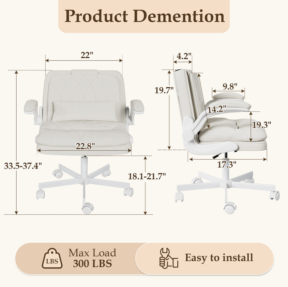 NETAJE Criss Cross Office Chair with Flip Backrest & Lumbar Pillow, Wide Cross Legged Desk Chair for Home Office, Bedroom