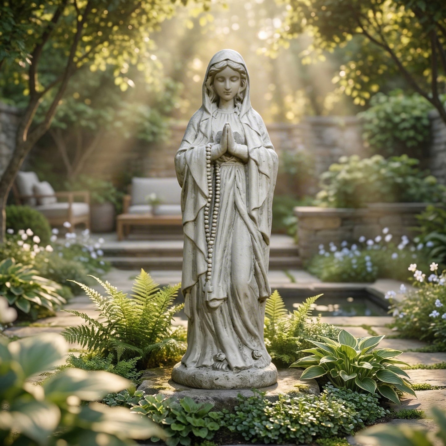 NETAJE 30 Inch Virgin Mary Statue, MgO Large Religious Garden Statue for Outdoor Yard