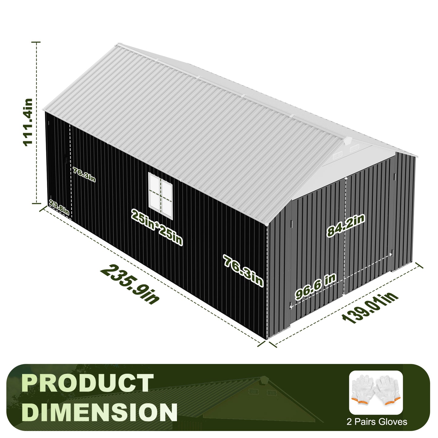 12'x20' Outdoor Metal Storage Shed, Extra Large Metal Garage Shed with Featuring Sturdy Metal Frame, Window, Lockable Doors and Air Vent for Car, Boat, Truck, Black