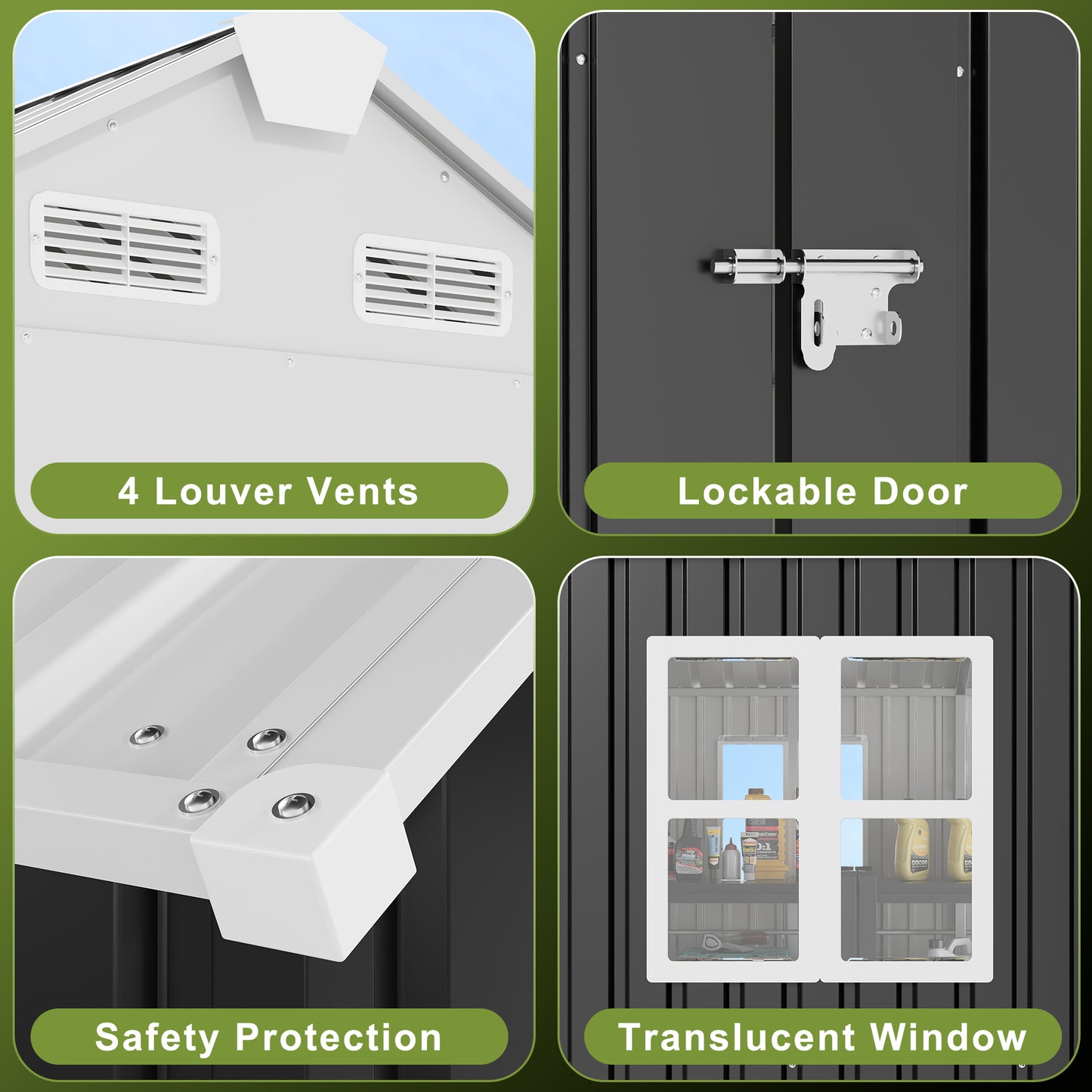 12'x20' Outdoor Metal Storage Shed, Extra Large Metal Garage Shed with Featuring Sturdy Metal Frame, Window, Lockable Doors and Air Vent for Car, Boat, Truck, Black