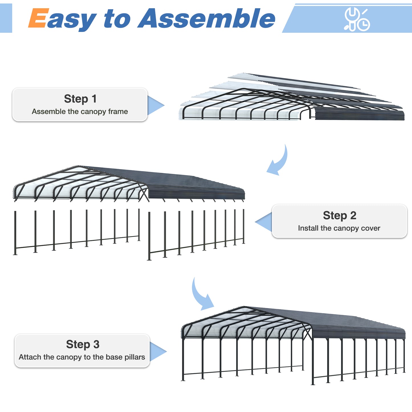 NETAJE 20'x40' Outdoor Heavy-Duty Metal Carport with Enhanced Base & Galvanized Steel Roof for Car, Boats and Truck