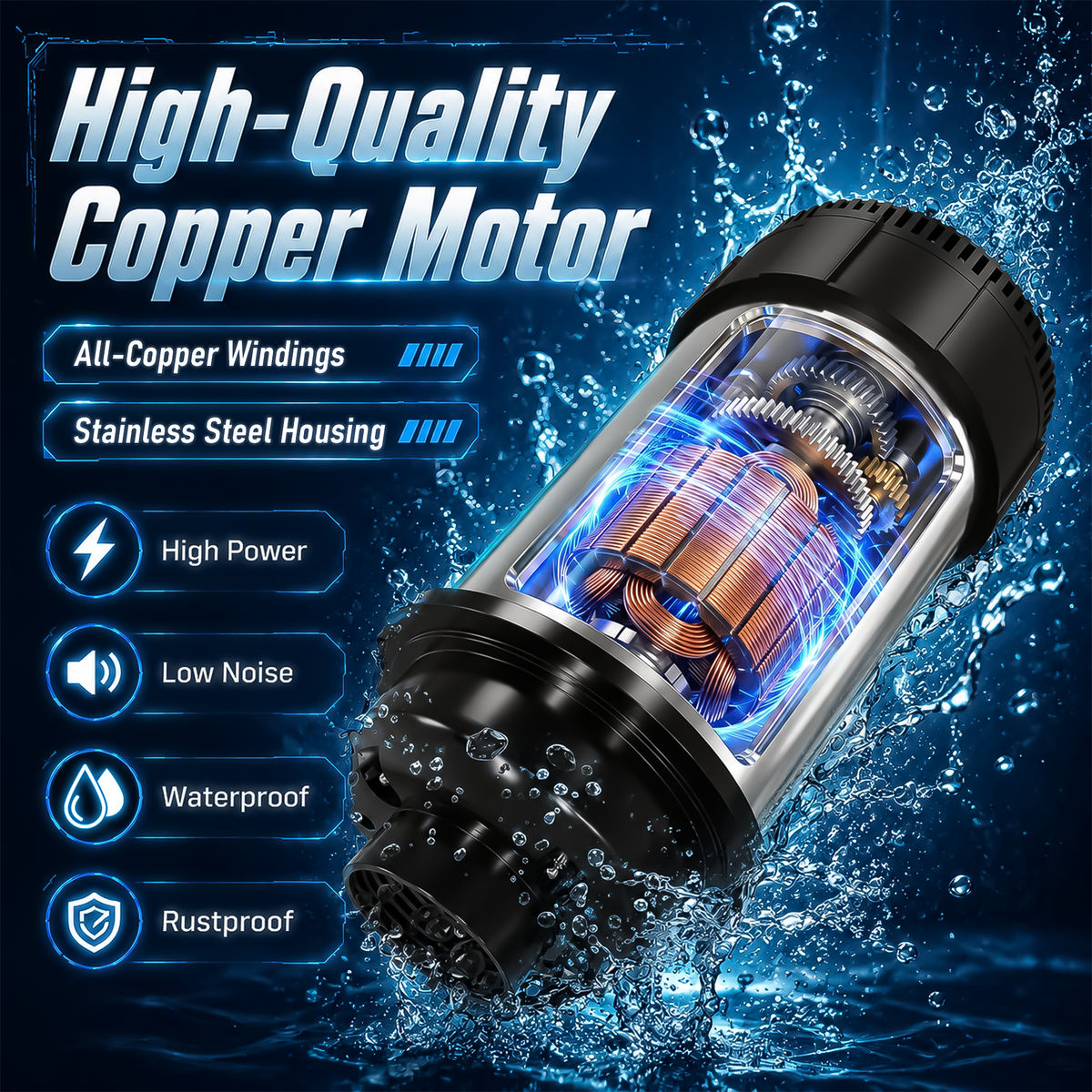 Pond Fountain Aerator with Color Changing LED Lights & Remote, Outdoor Water Fountain Pump for Ponds & Lakes,1HP 110V 750W 15000 GPH，Black