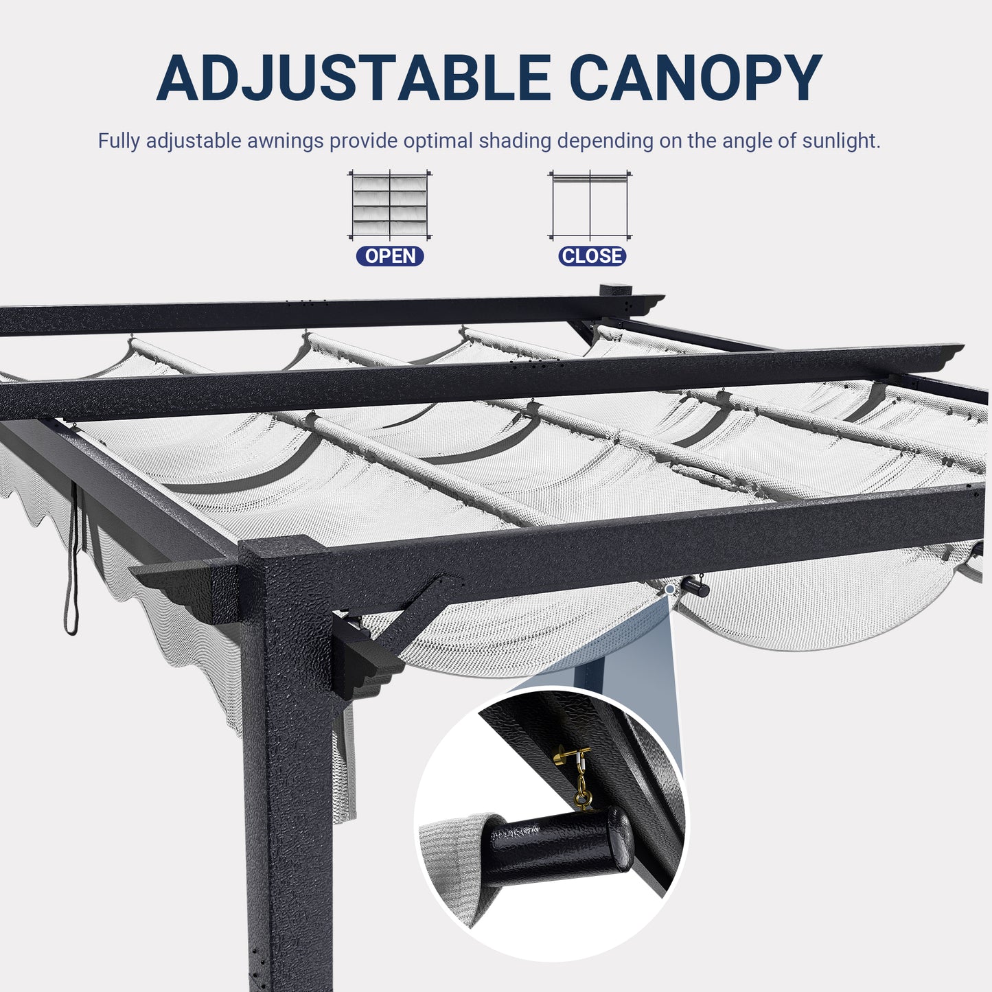NETAJE 10'x12' Retractable Canopy Pergola, Heavy-Duty Outdoor Metal Gazebo Shelter with Adjustable Sun Shade, Patio Grape Trellis for Backyard, Deck, Garden