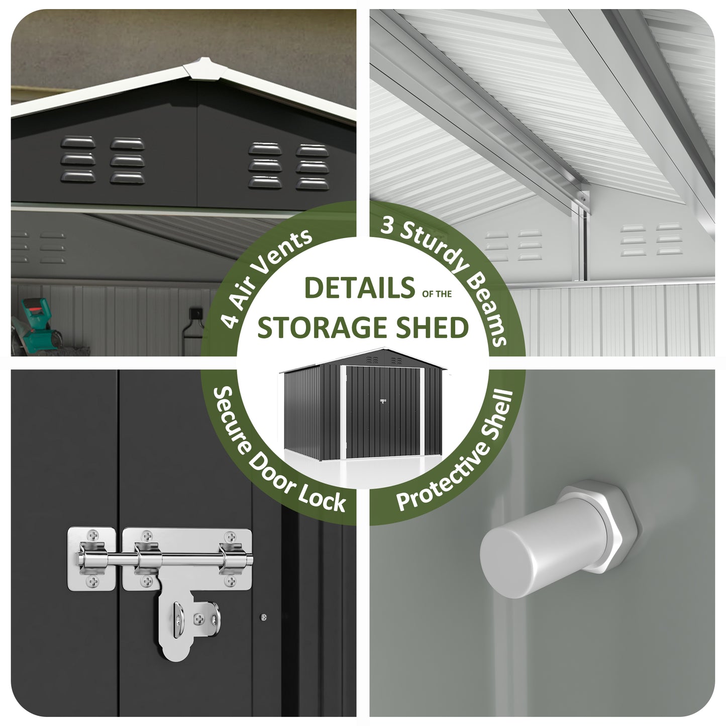 MUCHANT 7.4'x7.4' Outdoor Metal Storage Shed with Updated Frame Structure and Lockable Doors, Steel Garden Tool Sheds for Backyard, Patio, Lawn, Gray